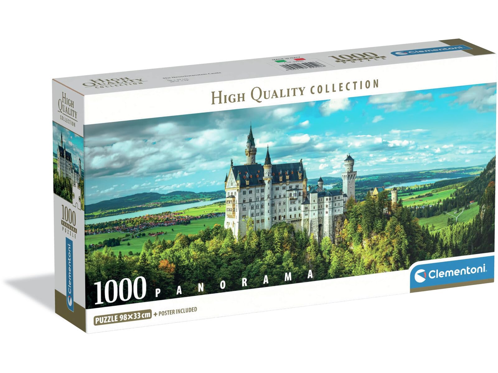 Clementoni - 39940 Puzzle 1000 Pieces for Adults and Teenagers, Collection, Neuschwainstein Castle Theme with Poster, Compact Box, Gift Idea Made in Italy, 98 x 33 cm