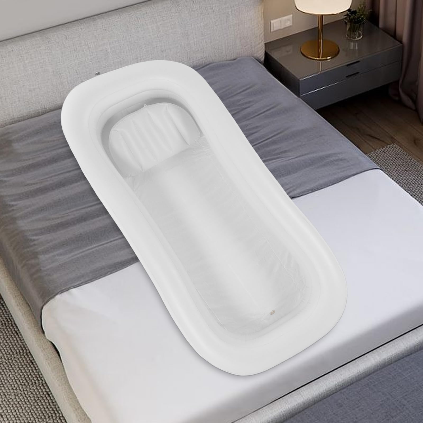 Set di vasca da doccia gonfiabile, semplice sistema doccia a letto, aiuto per il bagno a letto per disabili, anziani, allettati, vasca da bagno pieghevole, doppio strato con sacchetto d'acqua e pompa