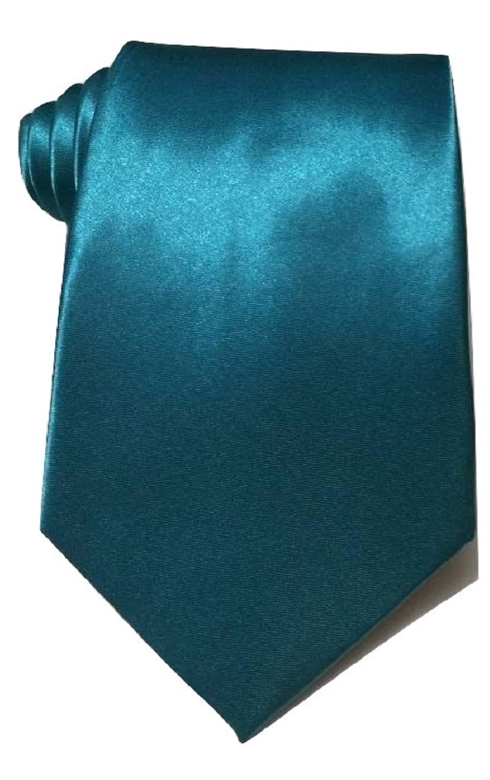 L&L® Standard 9cm Wide Mens wedding event prom party plain Satin necktie tie (Turquoise)