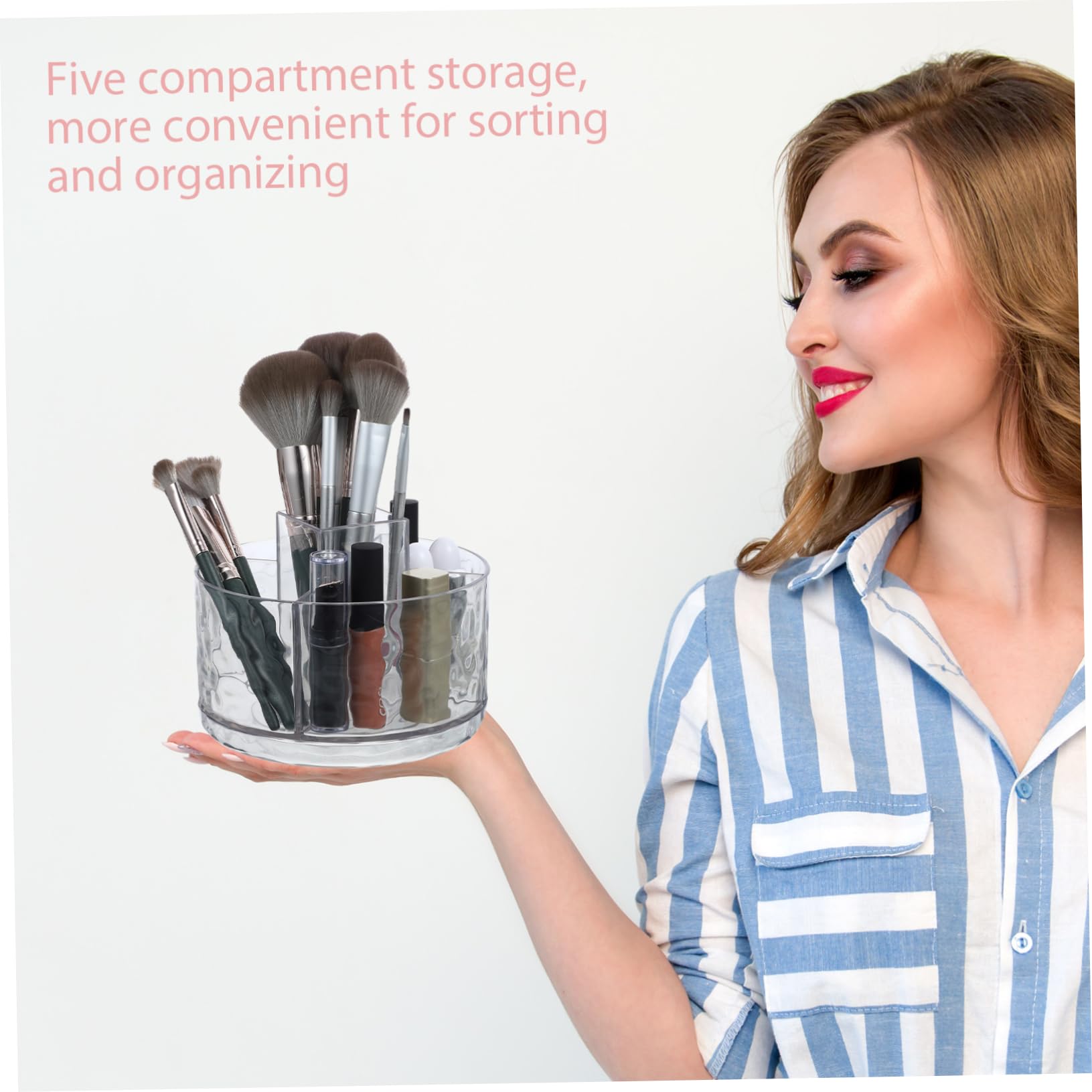 Ciieeo 3 Pièces Porte-Stylo Rotatif Transparent Porte-Brosse Pot De Pinceau De Maquillage Porte-Stylos De Bureau Porte-Pinceaux De Maquillage Porte-Stylo Rotatif Tasse De Pinceau De