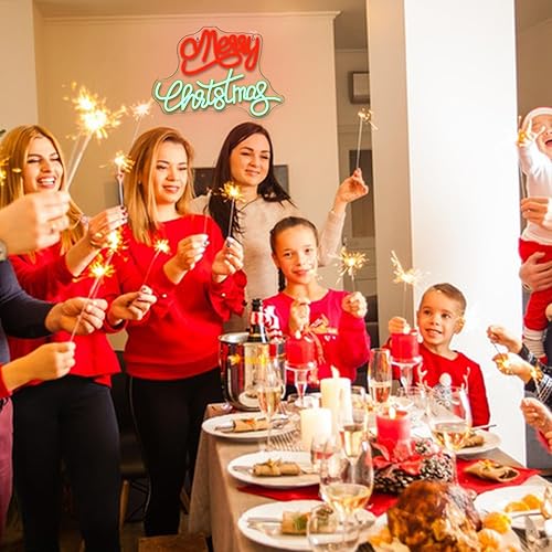 Miniatura 6 de NOSUN Letrero de neón de Feliz Navidad, letras rojas y verdes para decoración de pared, luces de neón de Navidad regulables, letrero LED de Feliz