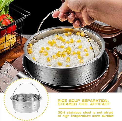 Miniatura 4 de Cesta de vapor de acero inoxidable con asa, cesta de vapor de metal, estante de vapor para arrocera, calentador de cocina, utensilios de cocina,