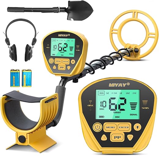MIYAY Metal Detector for Adults (German Patent 2024), Professional Metales Detectors with LCD Display, High Accuracy, Waterproof, Pinpoint, 5 Modes, 10" Coil, Lightweight