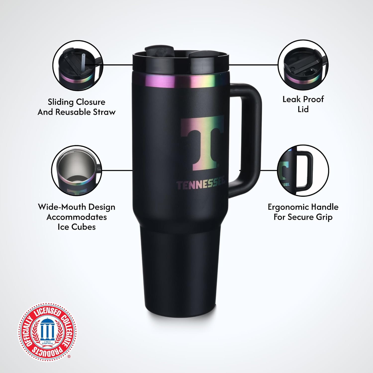 The Memory Company | Licensed NCAA 40oz Iridescent Tumbler with Handle - Image 6