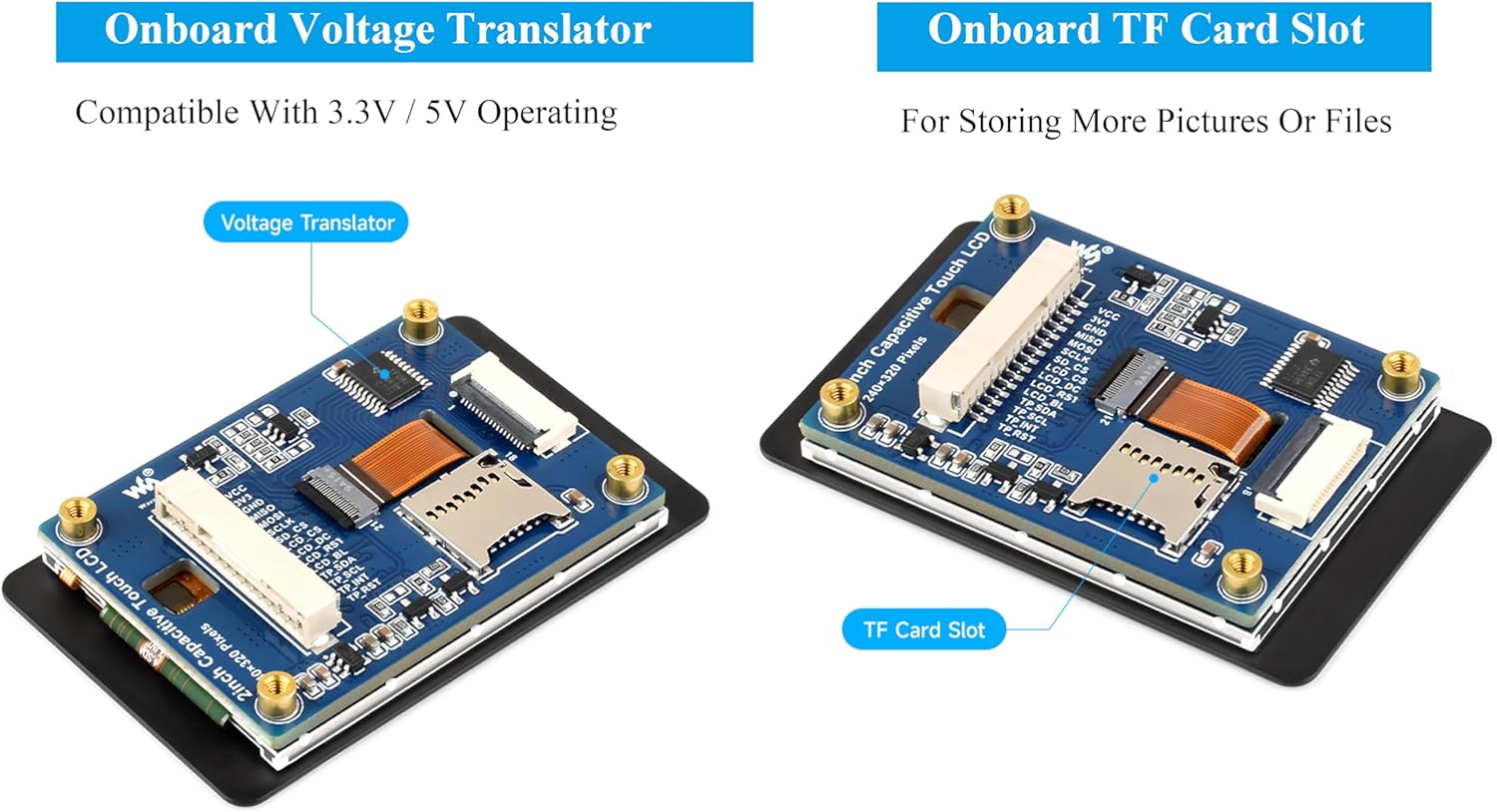 2inch IPS Display 240x320 Capacitive Touch Screen Compatible with Raspberry Pi 5/4B/3B+/Zero/Zero 2W/Pico/Pico W/Pico 2/ESP32, 262K Colors, ST7789T3 Display Driver and CST816D Touch Controller