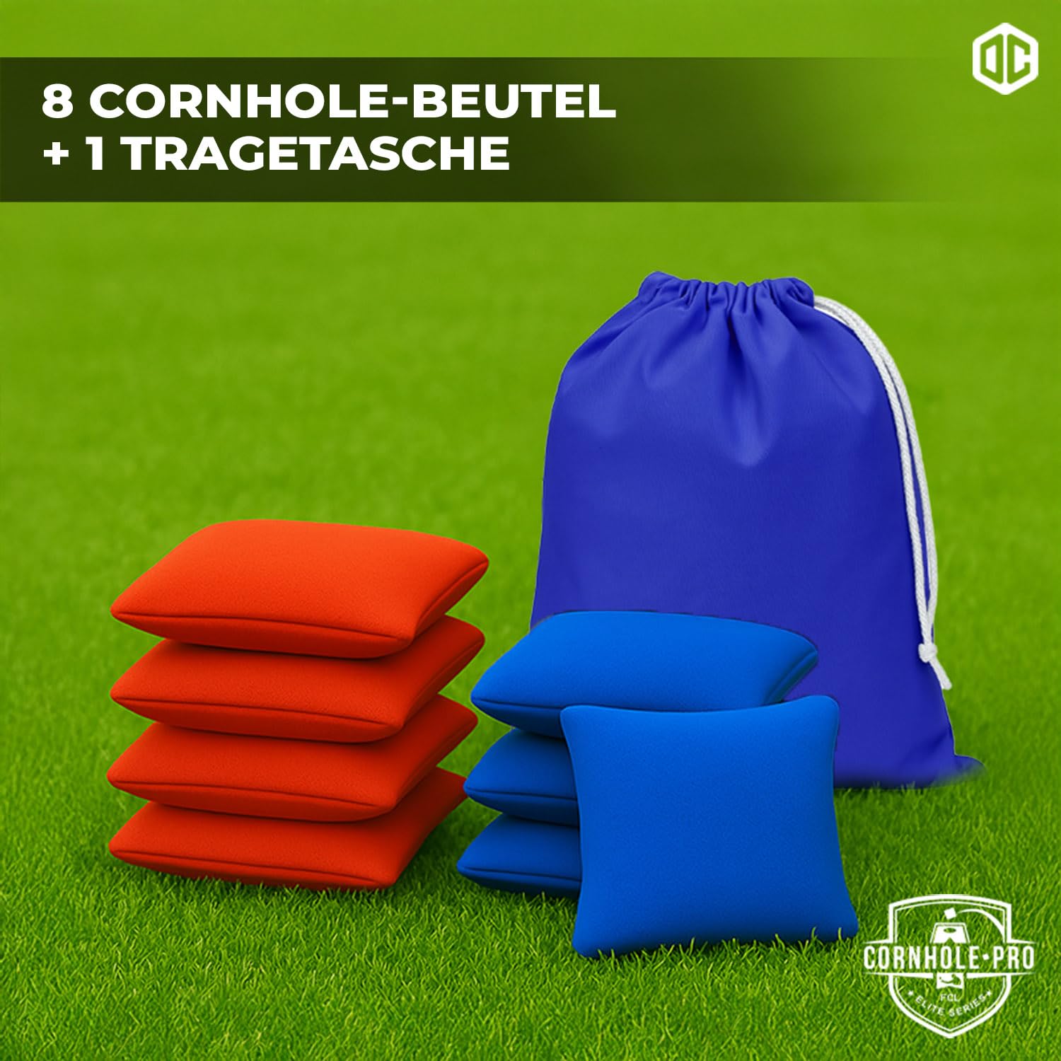 Offizielle Cornhole Tasche | 4 Blaue und 4 rote Taschen | Offizielle Größen | Premium Qualität | 100% Baumwolle | Wasserdicht | Amerikanisches Spiel | Outdoor Spiel | Freunde & Familie | OriginalCup®