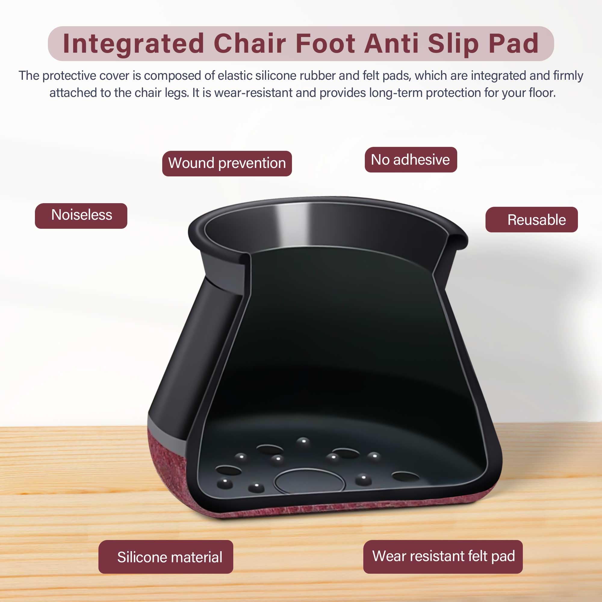Protectores de suelo para patas de silla, almohadillas de fieltro para muebles, tapas de silicona para sillas, tapas antideslizantes para patas de muebles para suelos de madera dura, evitan