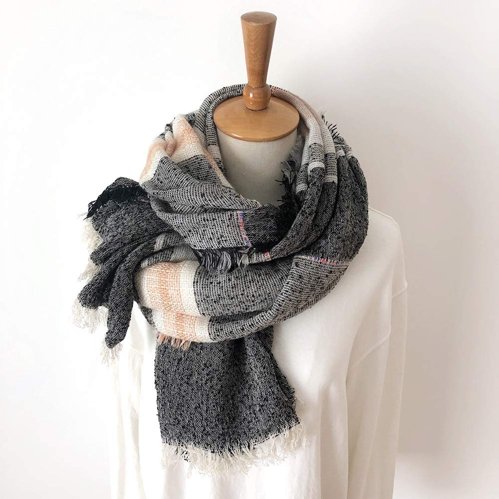Nuova Sciarpa Invernale Stile Unisex Cotone E Lino Tinta Unita Sciarpe da Donna Lunghe Scialle Scozzese Sciarpa da Uomo (Colore : A)