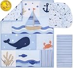 The Peanutshell 3 Piece Nautical Patch Baby Crib Bedding Set Boy, Baby Blanket Quilt, Fitted Crib Sheets for Boys, Navy & Blue Striped Crib Skirt Ocean Nursery Decor Boy