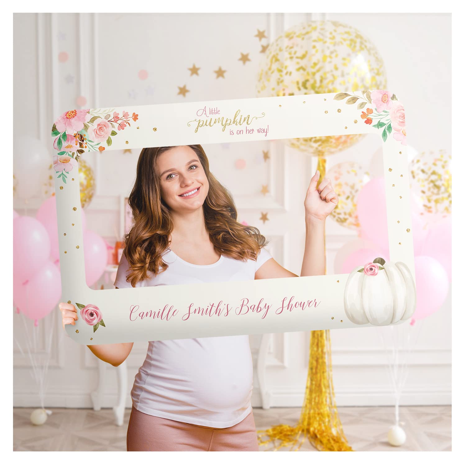 Personalized Little Pumpkin Baby Shower Welcome Sign and Frame 27000387-PARENT