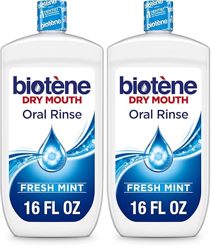 Miniatura 9 de biotène Enjuague bucal para boca seca, ambientador de aliento y tratamiento de boca seca, menta fresca, 33.8 onzas líquidas (paquete de 2)