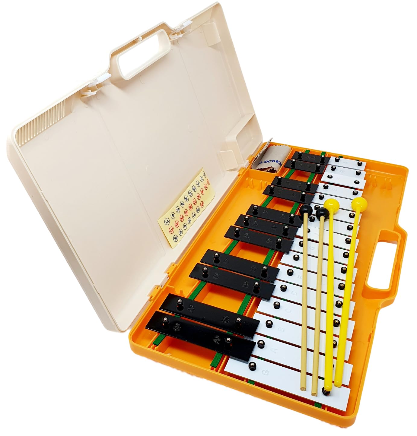 ROCKSTAR - Glockenpiel Carrillón Metalófono AG27K Cromático, 27 Teclas Negras y Blancas con Estuche, 4 Mazas y Paño de limpieza. Xilófono para Estudiantes y Profesionales, Instrumento Musical