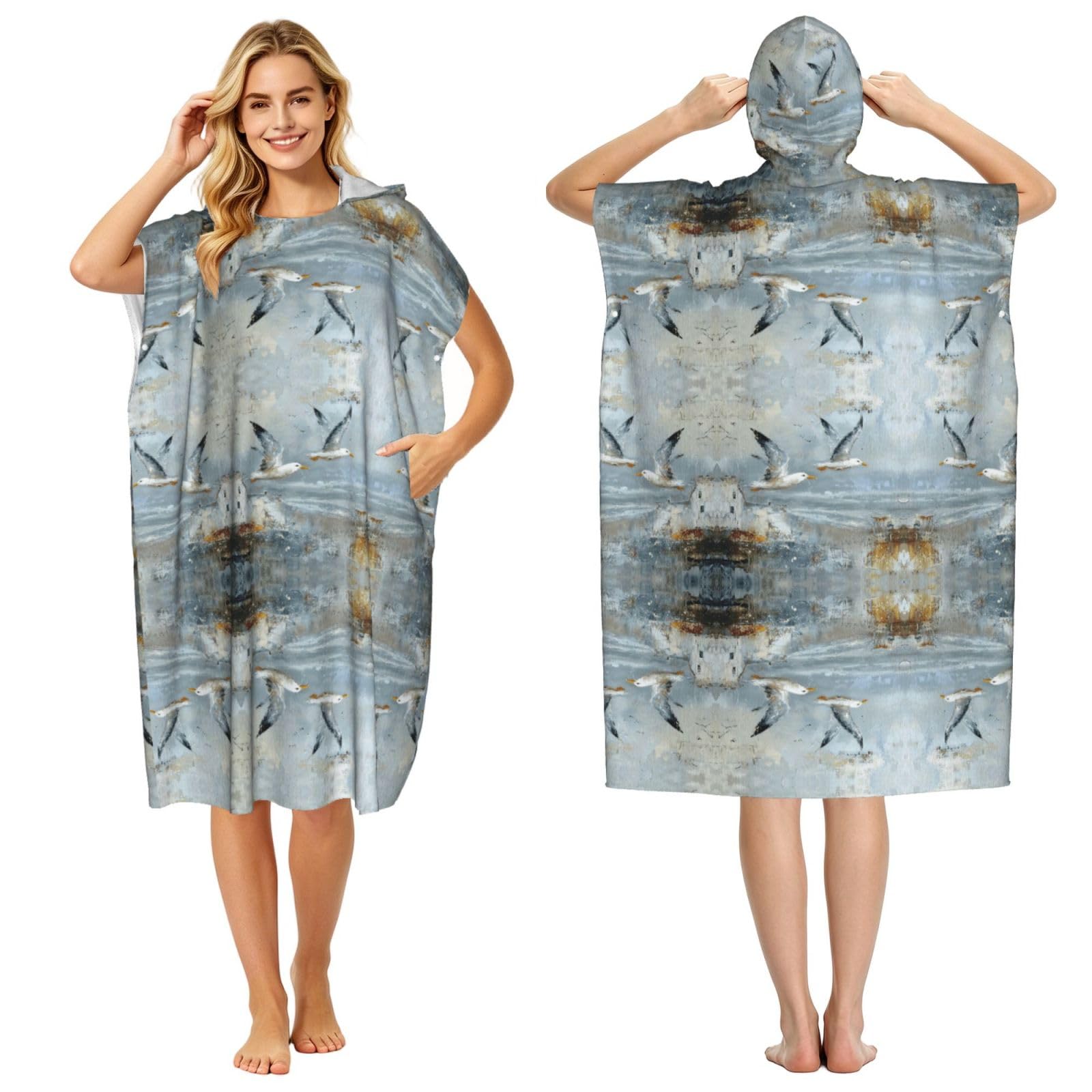 Peignoir à langer poncho adulte en microfibre légère pour surf natation et plage