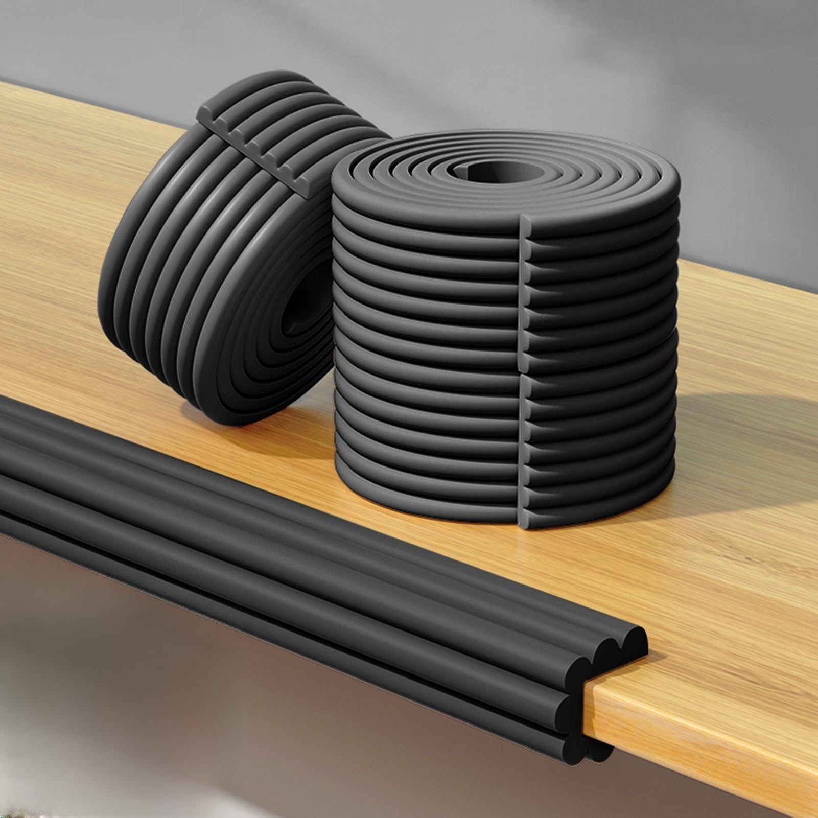 Paraspigoli Bambini Angolari Morbidi+ 4 Paraspigoli in Schiuma, M Type Kit Sicurezza Casa Mobili, Tavolo Spigoli Protezioni Angolari Protezione(Black/W,78.7X3X0.3IN-3pcs)