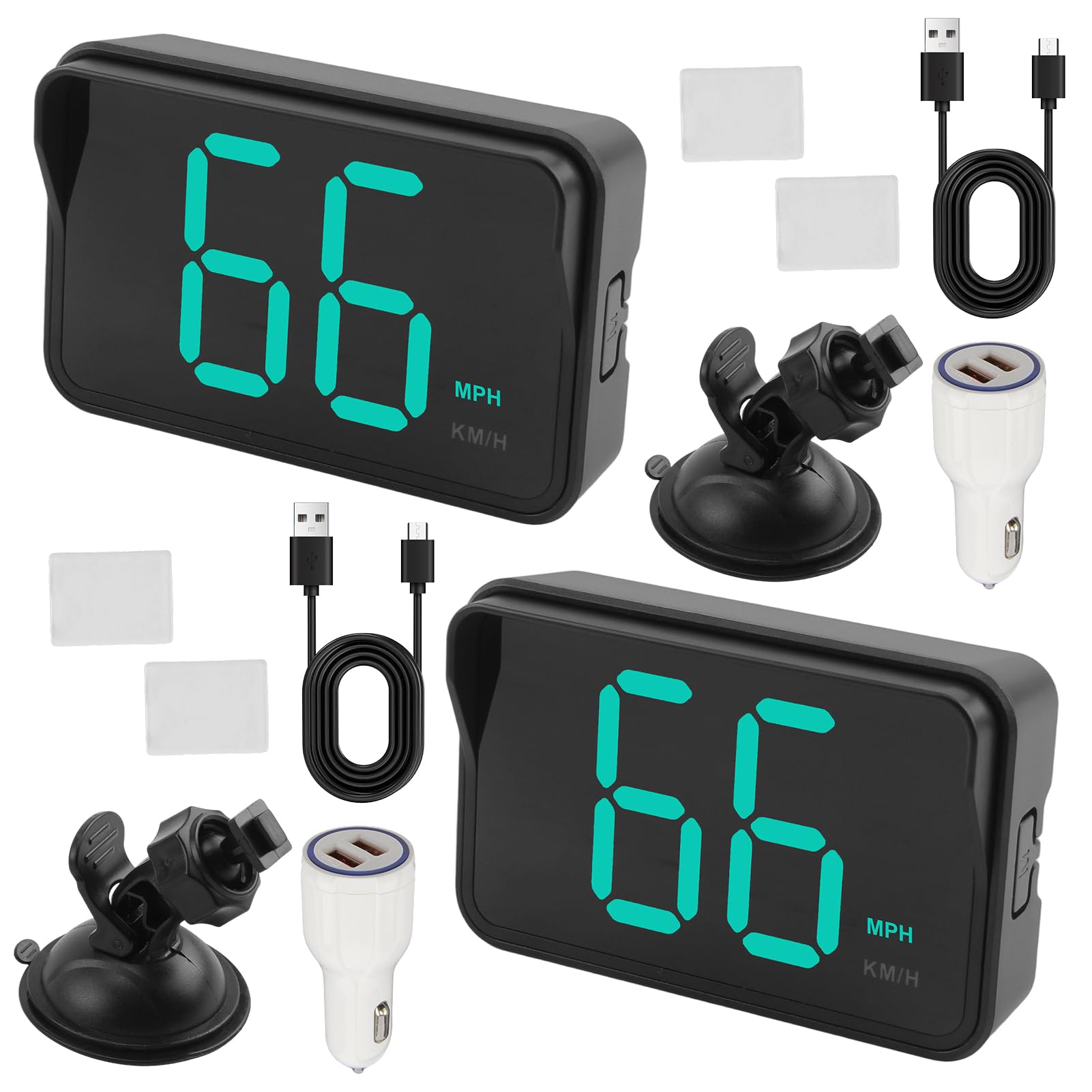 Photo 1 of GUGUMO GPS Digital Speedometer for Car MPH, Universal HUD Speed Meter with LED Large Font, Plug Play for Car Truck Motor SUV Golf Cart All Vehicles (2 Pack 2025 New with Bracket & Charger)