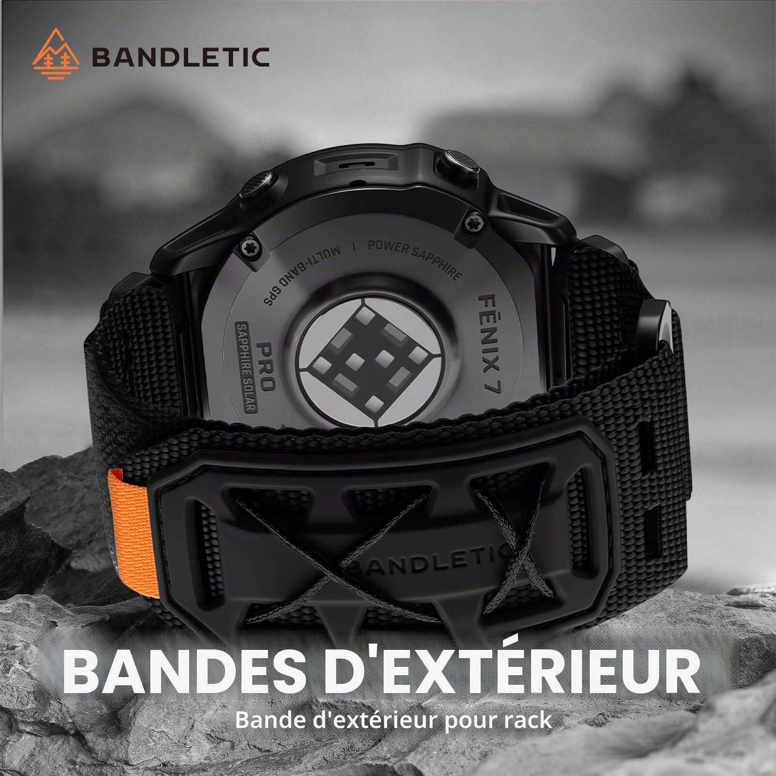 Bandletic Quick Fit 22mm 26mm Bracelet Compatible avec Garmin Watch | Robuste Nylon Doux Tactique Sport Bande pour Fenix/Instinct/Tactix Delta/Descent/Epix Pro/Enduro/Quatix/Forerunner/Approach