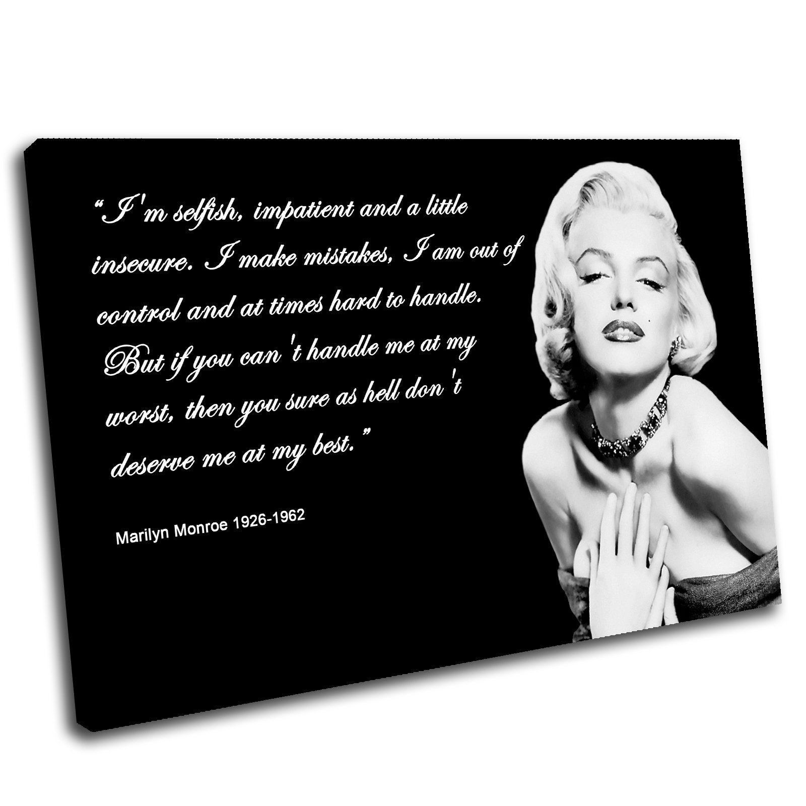 Canvas Culture - Marilyn Monroe Canvas Art Print Box Framed Picture 1 Black 120 x 80cm