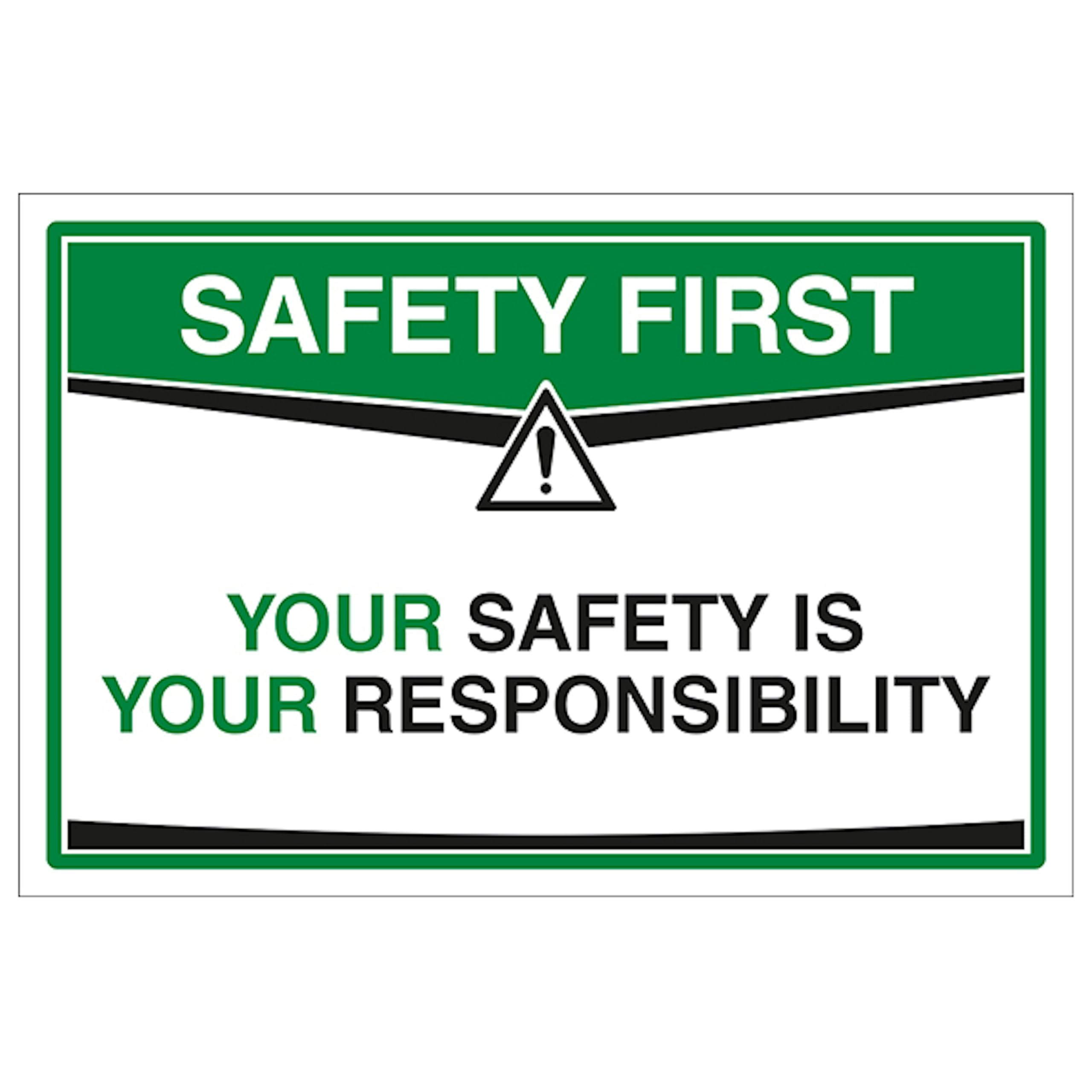 V Safety Your Safety Is Your Responsibility 300 x 200 mm - 2mm Rigid Plastic Safety Sign