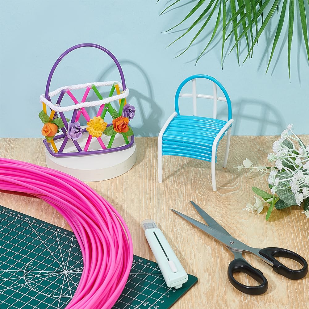 OLYCRAFT 50mx 4mm Pink PE Cordon pour réparation de Meubles d’extérieur Corde de Chaise de Patio en Plastique Corde en rotin en Plastique Solide pour Bricolage Meubles Tricoter Patio de Jardin