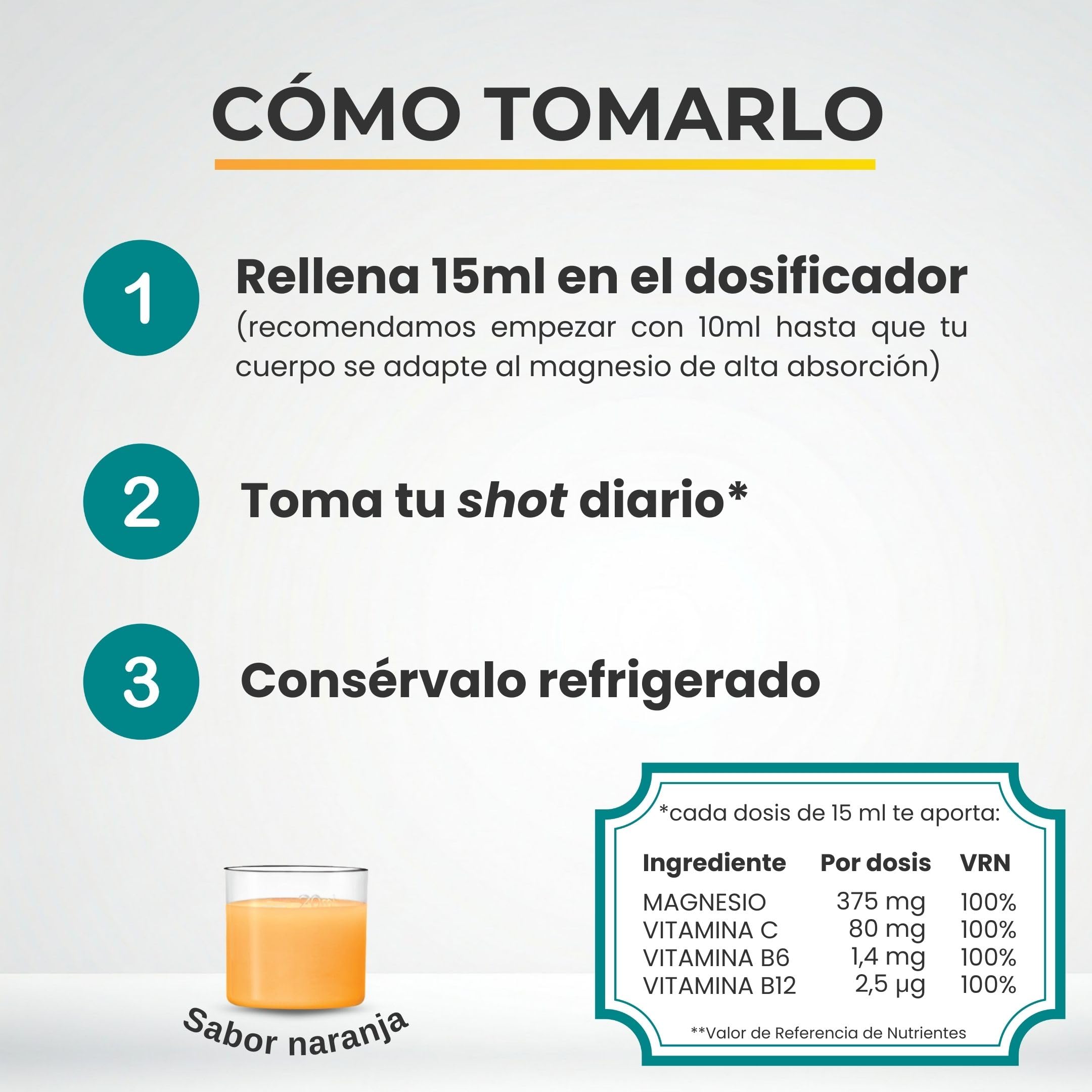 Magnesio Glicinato (Magnesium Glycinate) con Vitamina C, B6 y B12 - Bisciglinato de Magnesio Alta Absorción 100% VRN - Reduce Cansancio, Fortalece Huesos y Sistema Nervioso - 500ml (33 días)