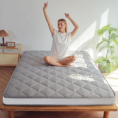 MAXYOYO Colchón de futón extra grueso de 6 pulgadas, tamaño Queen, patrón de diamante, almohadilla de tatami, colchón japonés para adultos, colchón