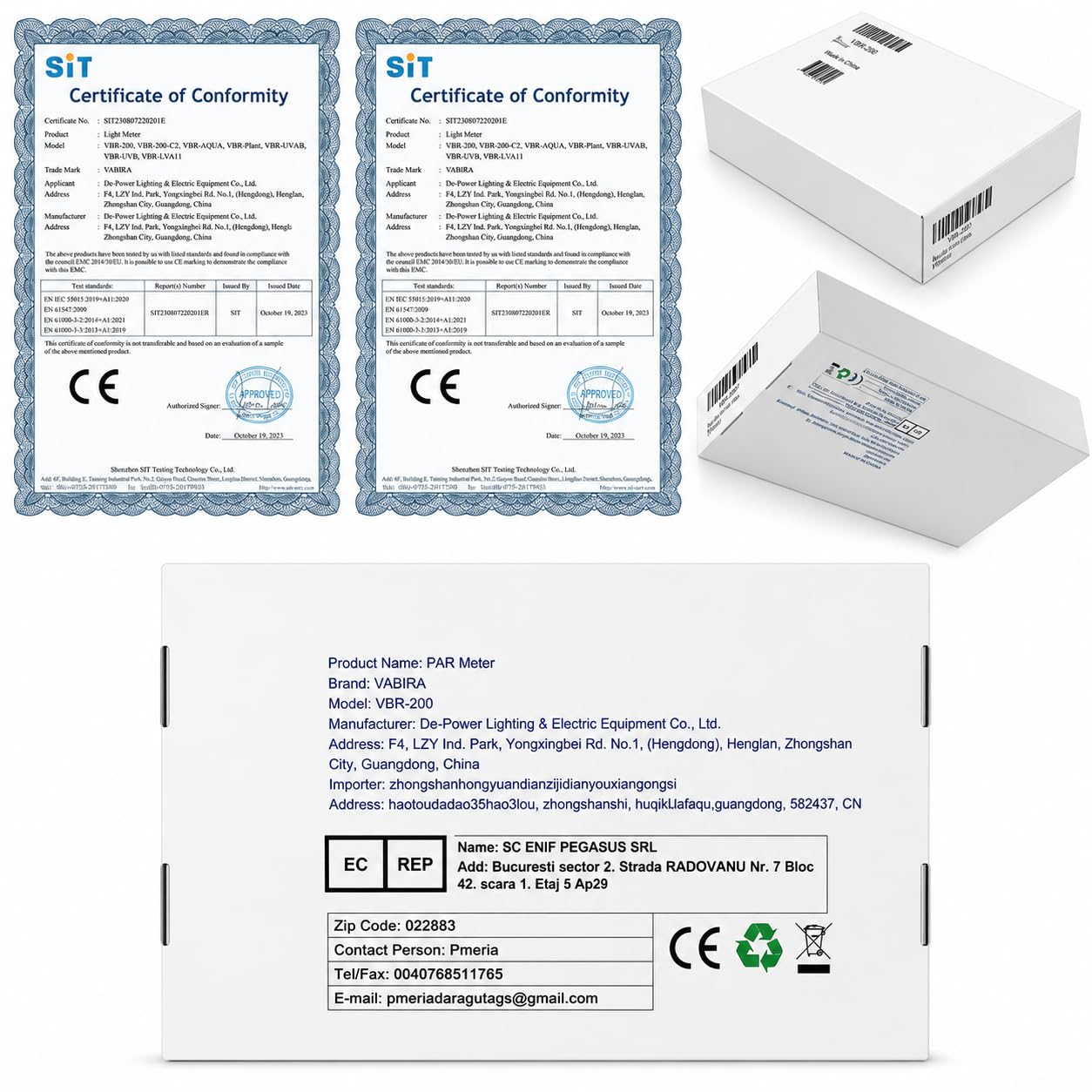 Medidor PAR VBR-200 con atenuador, Mantiene el PAR Objetivo automáticamente. Mide PPFD, DLI, Lux, CCT, Temperatura, Humedad y VPD.
