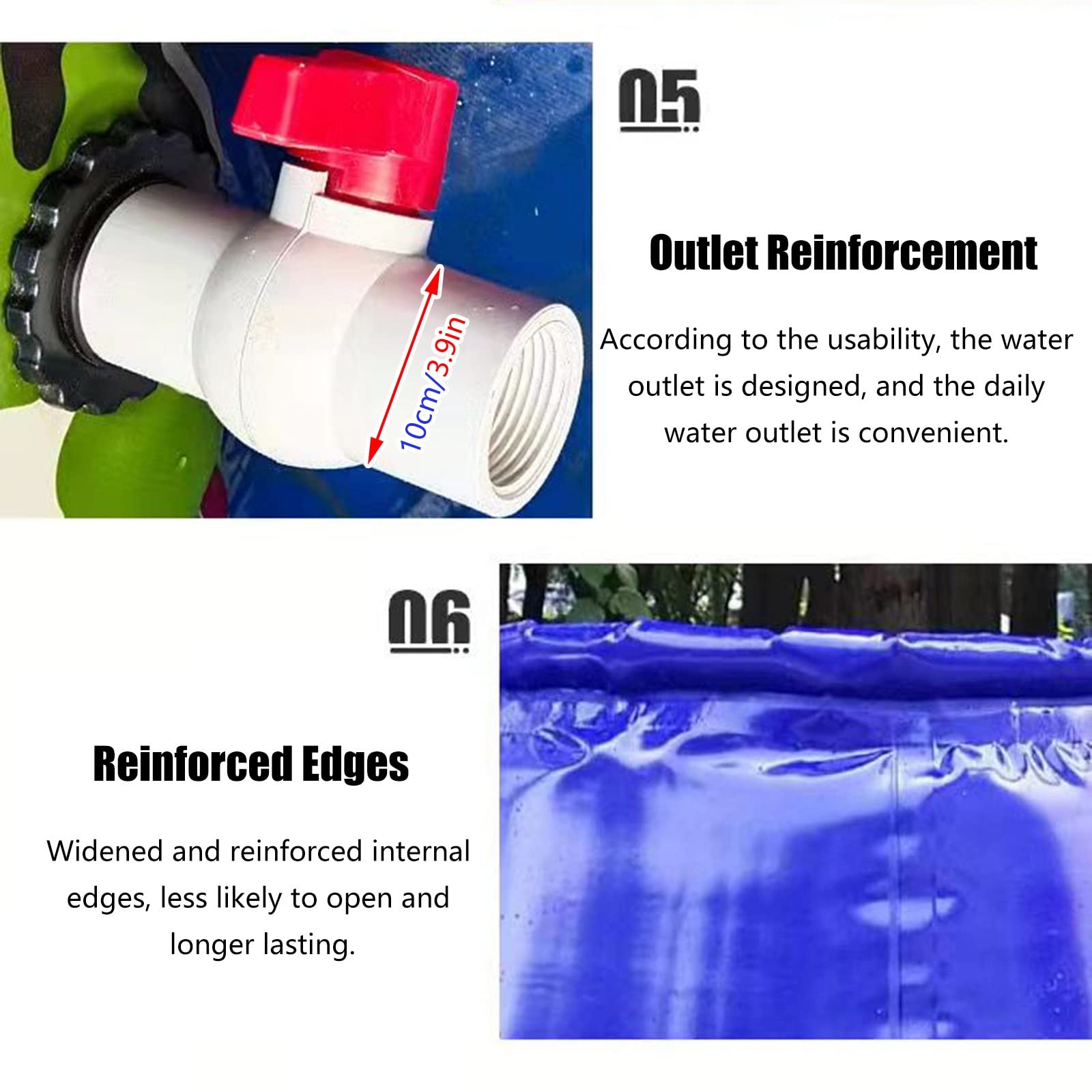 Bolsa de almacenamiento de agua al aire libre, colector de agua de lluvia de gran capacidad para jardinería, solución de agua potable de emergencia