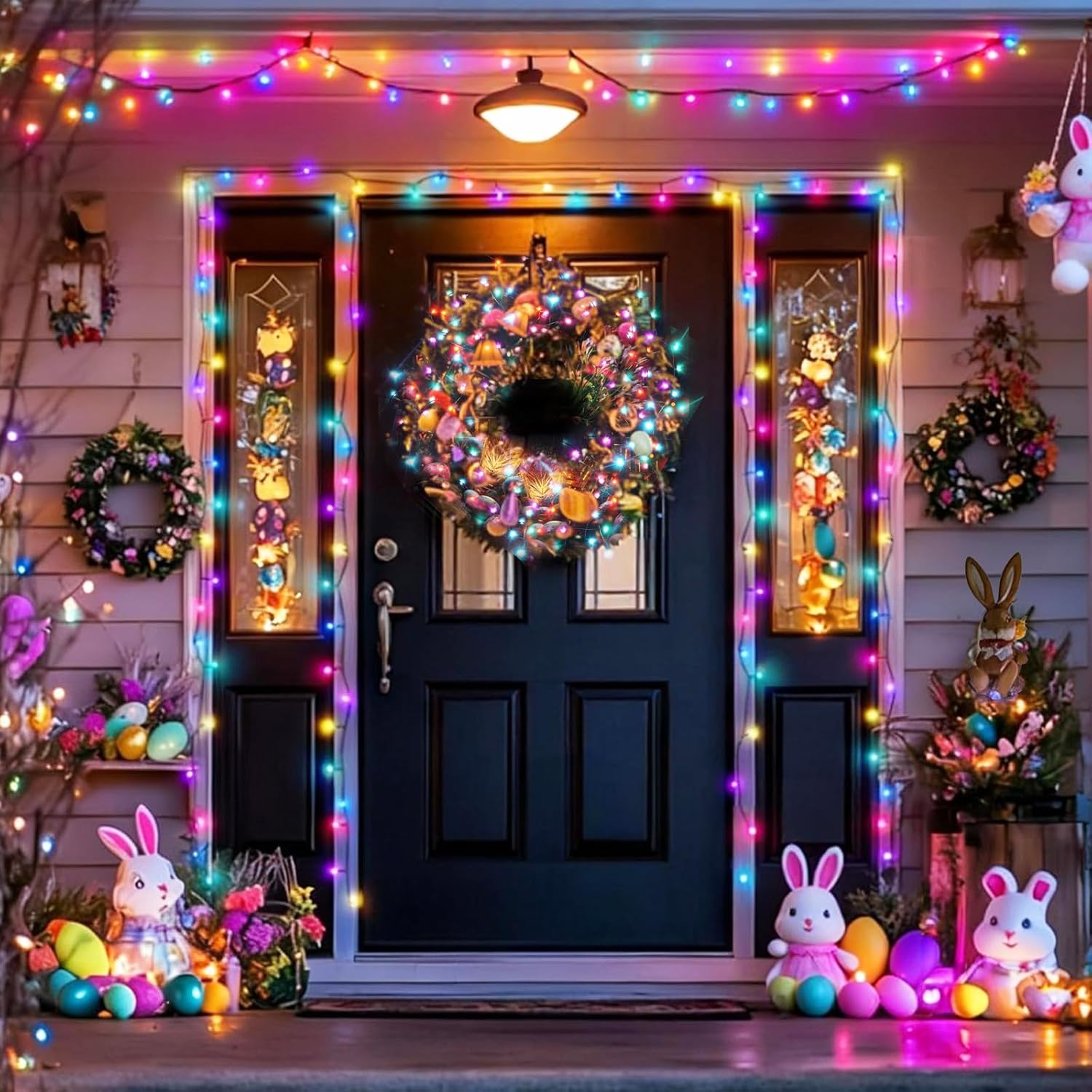 Pooqla Easter String Lights Battery Powered, 4 Pack Total 66.6 FT 200 LED Colorful Pastel String Lights for Indoor Outdoor Decoration, Twinkle Fairy Light for Home Party Room Garden Party Décor