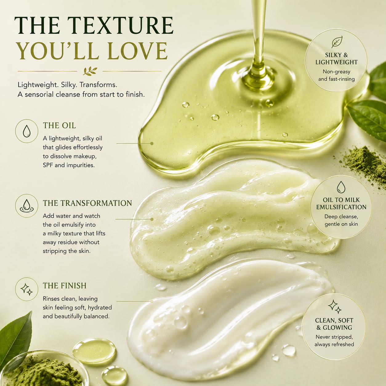 Makeup Remover Cleansing Oil – Hydrating Organic Facial Cleansing Oil with Matcha Antioxidants, Gentle Face Cleanser for Removing Makeup, 100 mL