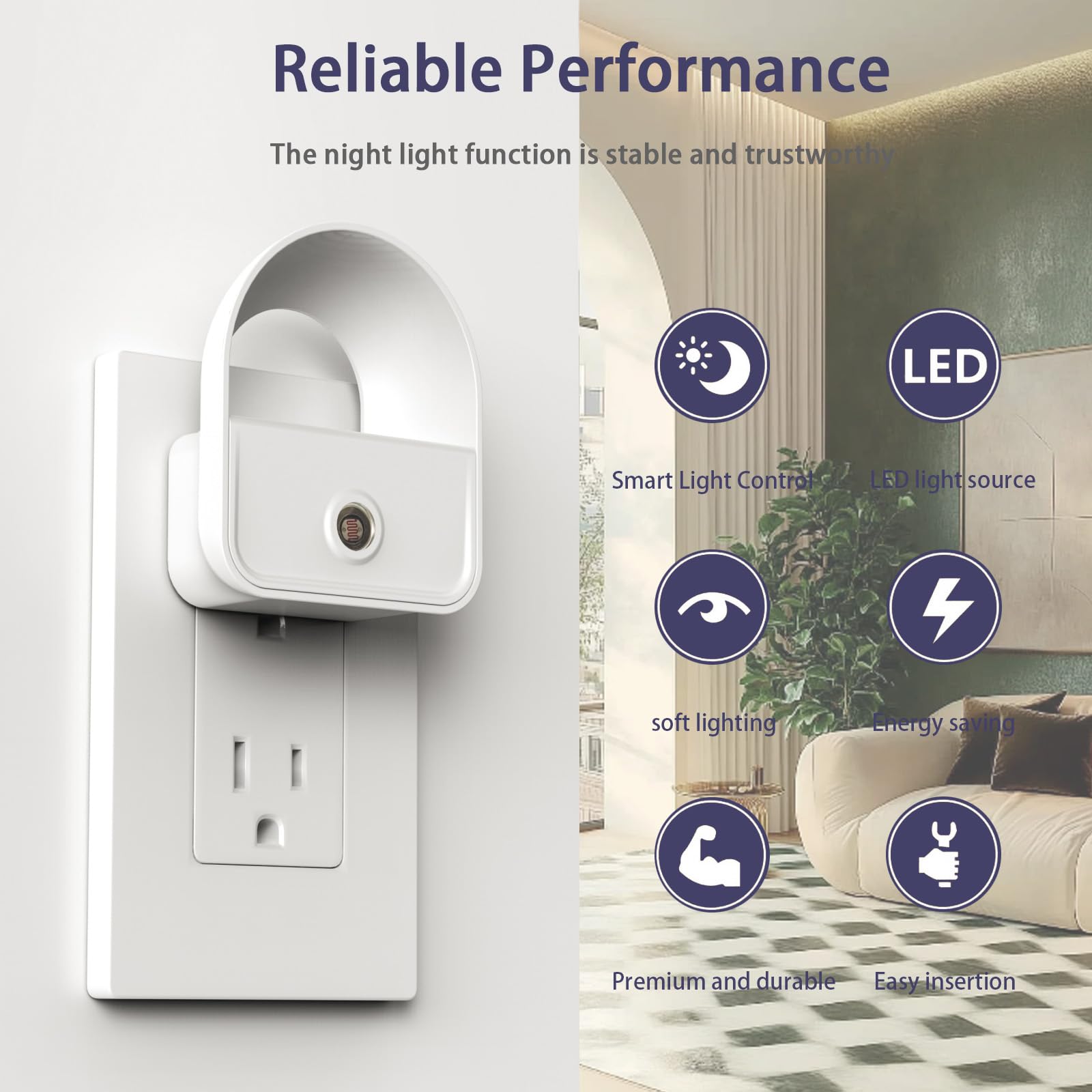 YRWXZYO 6 Pack Night Light Plug in LED Nightlights with Smart Dusk to Dawn Nightlight Plug into Wall — view 4