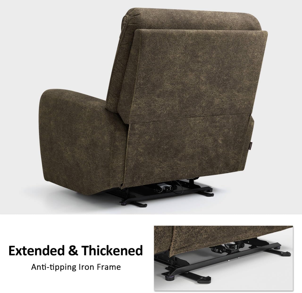 MCombo Oversized Power Recliner Chair for Big and Tall People, Heavy Duty Power Recliners 400lbs, USB & Type C Charge Ports, for Living Room, Office, Fabric OE675 (Brown)