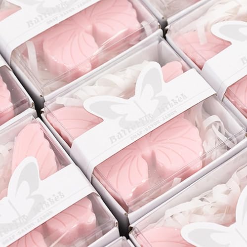 Miniatura 44 de Efavormart - Paquete de 4 24 unidades de jabón de rosas perfumadas color burdeos para fiestas preempaquetadas con cajas de regalo y cinta Borgoña