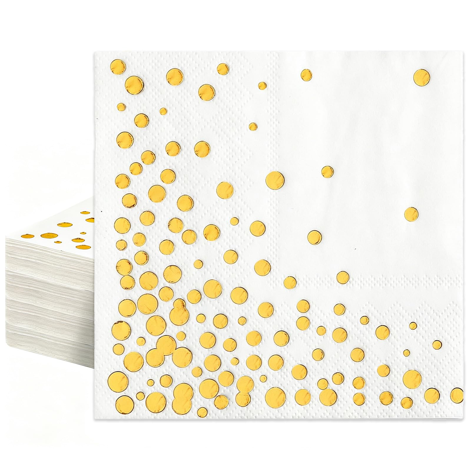 White and Gold Napkins, 40 Pack 2-Ply Paper Serviettes