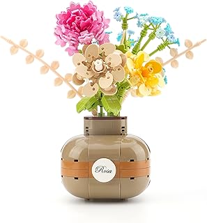LUKHANG Rosa Flower Building Blocks Set, DIY Aromatherapy Flower Bouquet and Bonsai Trees, Mini Bricks 542 Pieces