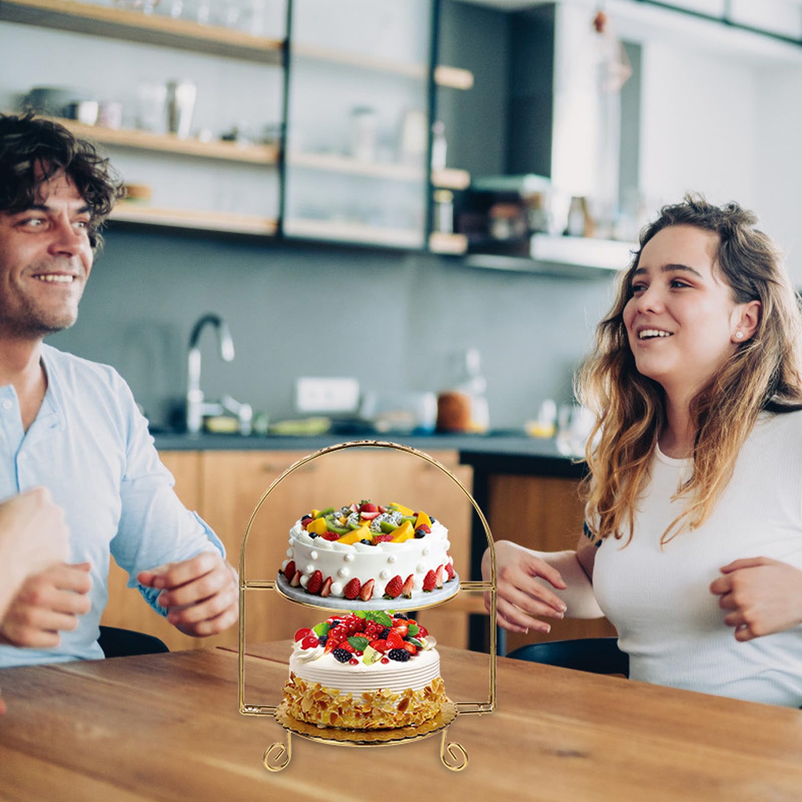 Alzata per Torta Design Raffinato e Funzionale in Ferro a 2 Livelli Alzatina per Dolci per Compleanni e Matrimoni