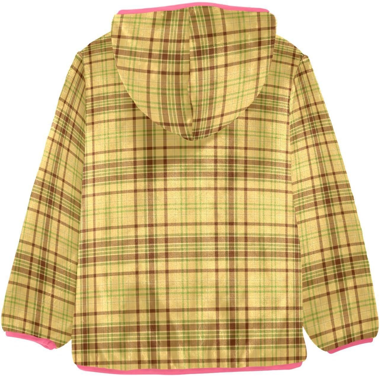 GuoChe Plaid Gold Yellow Baby Girl Fleece Jacket