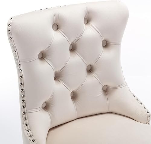 Miniatura 3 de i-POOK Juego de 2 taburetes de bar de terciopelo, modernos taburetes de bar tapizados con patas de base de metal resistentes, botones copetudos y