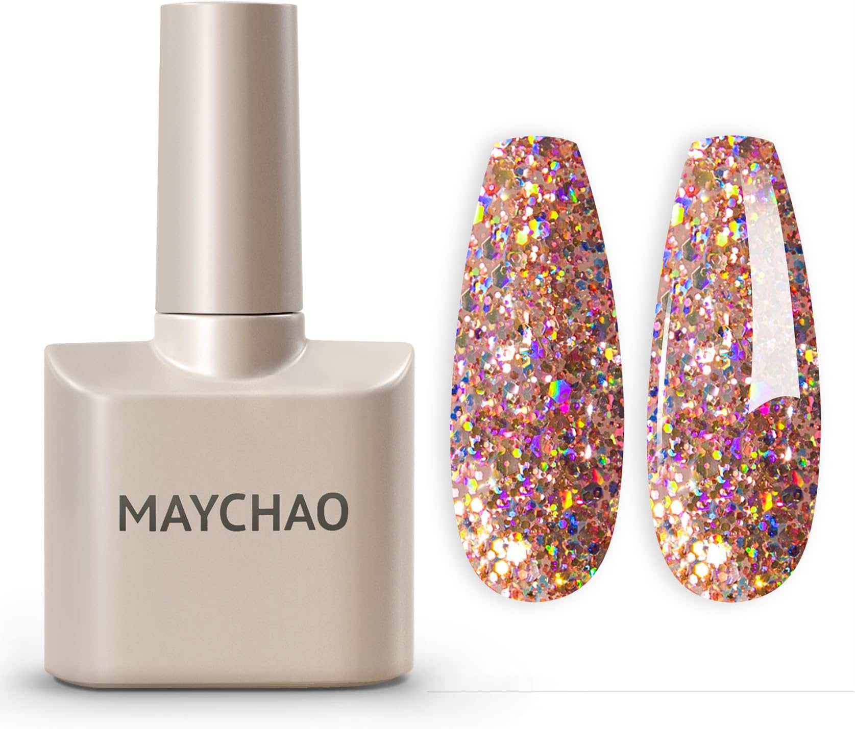 MAYCHAO Gel Nail Polish, 15ML Princess Glitter Gel Polish, Soak Off UV LED Nail Varnish Nail Art Starter Manicure Salon DIY at Home, 0.5 OZ