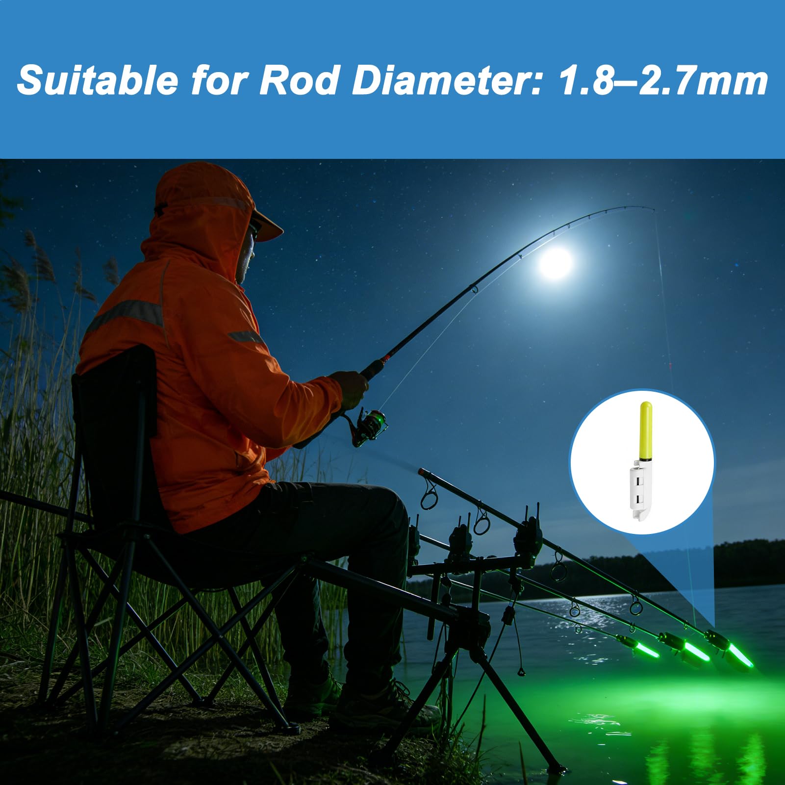 Luces Punta Caña Pescar Campanas Alarma Pesca Nocturna Impermeables con Hebilla Accesorio Señal Picada
