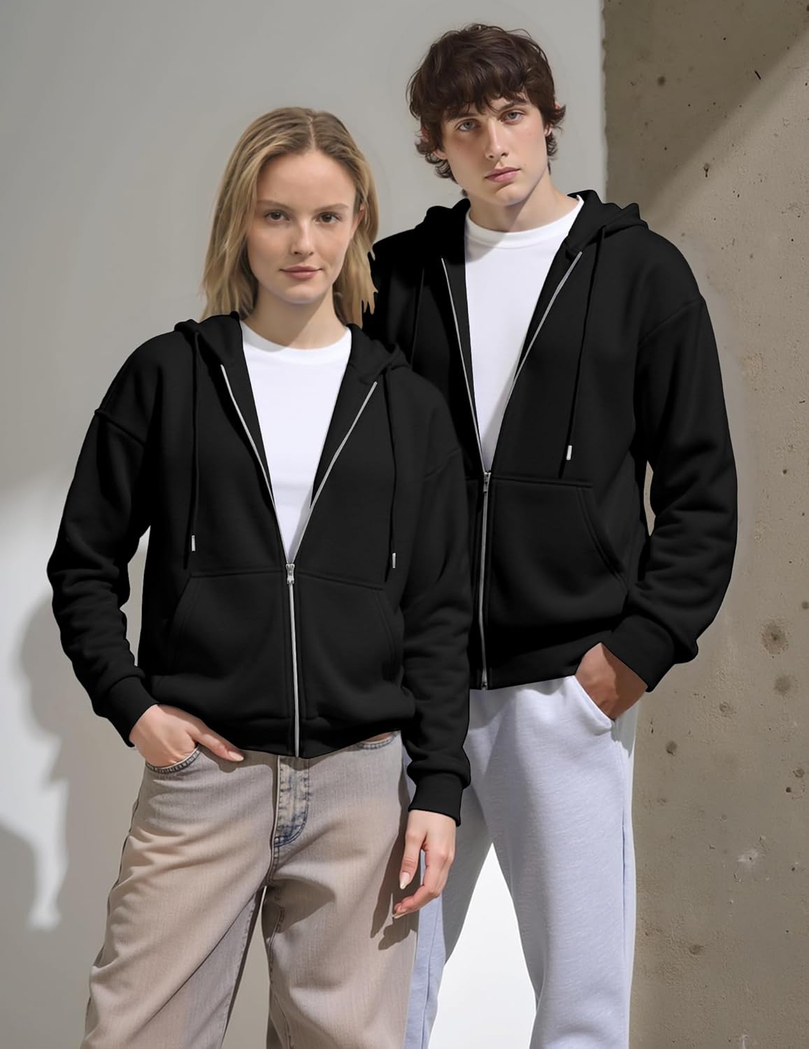 JMIERR Mens Full Zip Casual Cotton Hooded Fleece Drawstring Hoodies Pullover Sweatshirts Casual Long Sleeve Shirts - Image 3