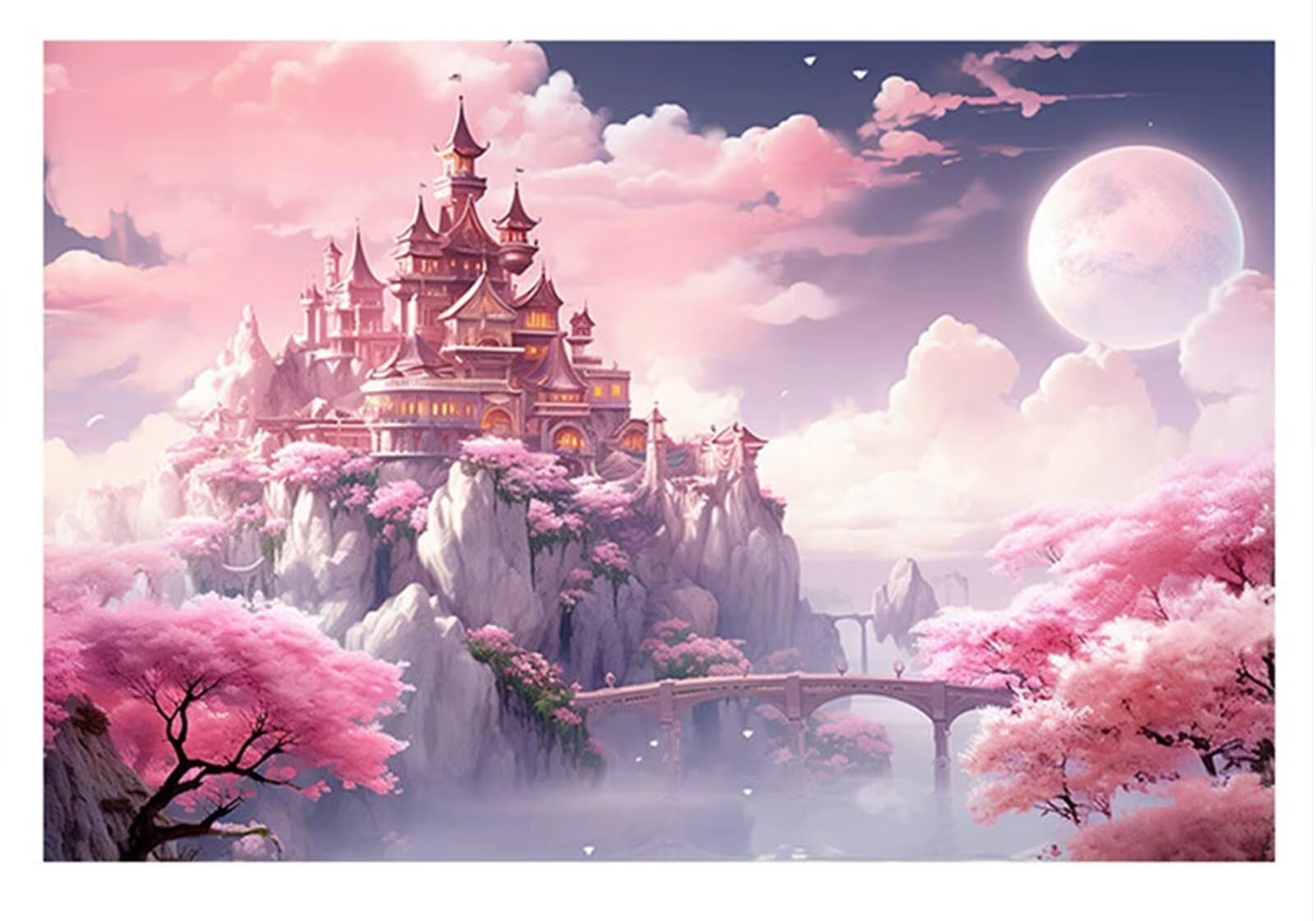 Różowy Zamek Krajobraz Puzzle 2000 sztuk,Puzzle DIY dla dorosłych,Klasyczna Puzzle dla Dorosłych Kreatywna Rozrywka, Trudne Gry
