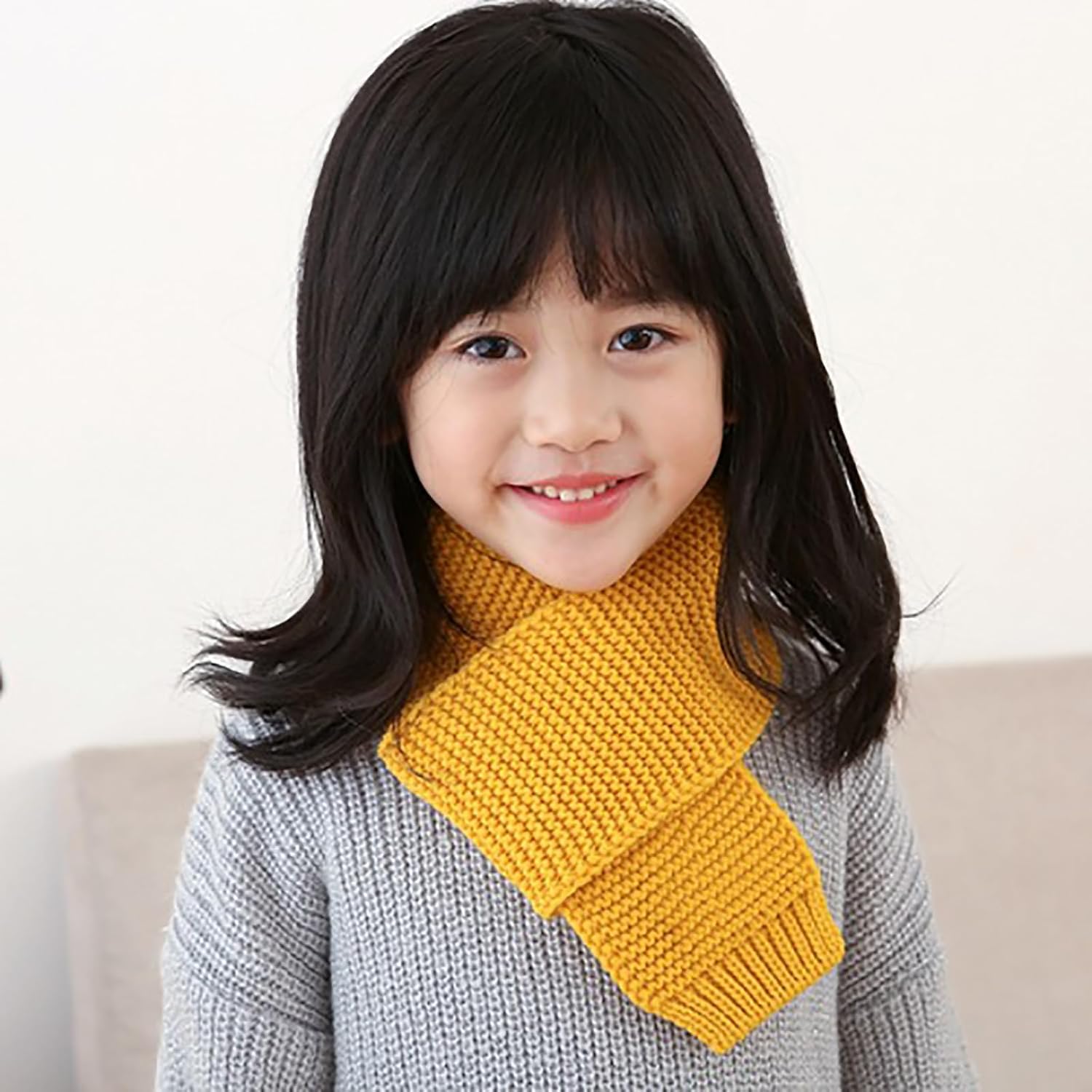 Kids Knit Scarf Toddler Winter Warm Scarves Neck Warmer Fashion Solid Color Scarf for Boys Girls