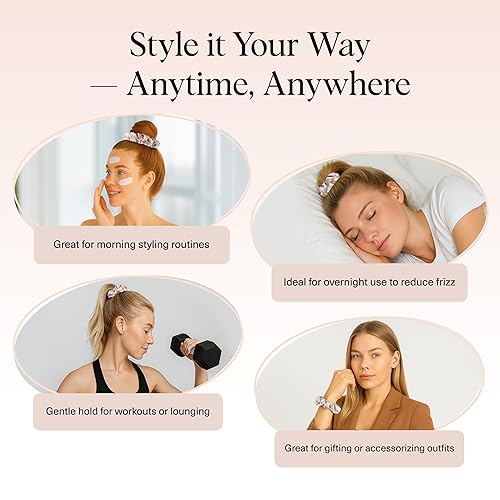 Miniatura 25 de Kitsch Coleteros de satén para mujer, ligas para el cabello sin arrugas para niñas, coleteros para todo tipo de cabello y texturas, perfectos