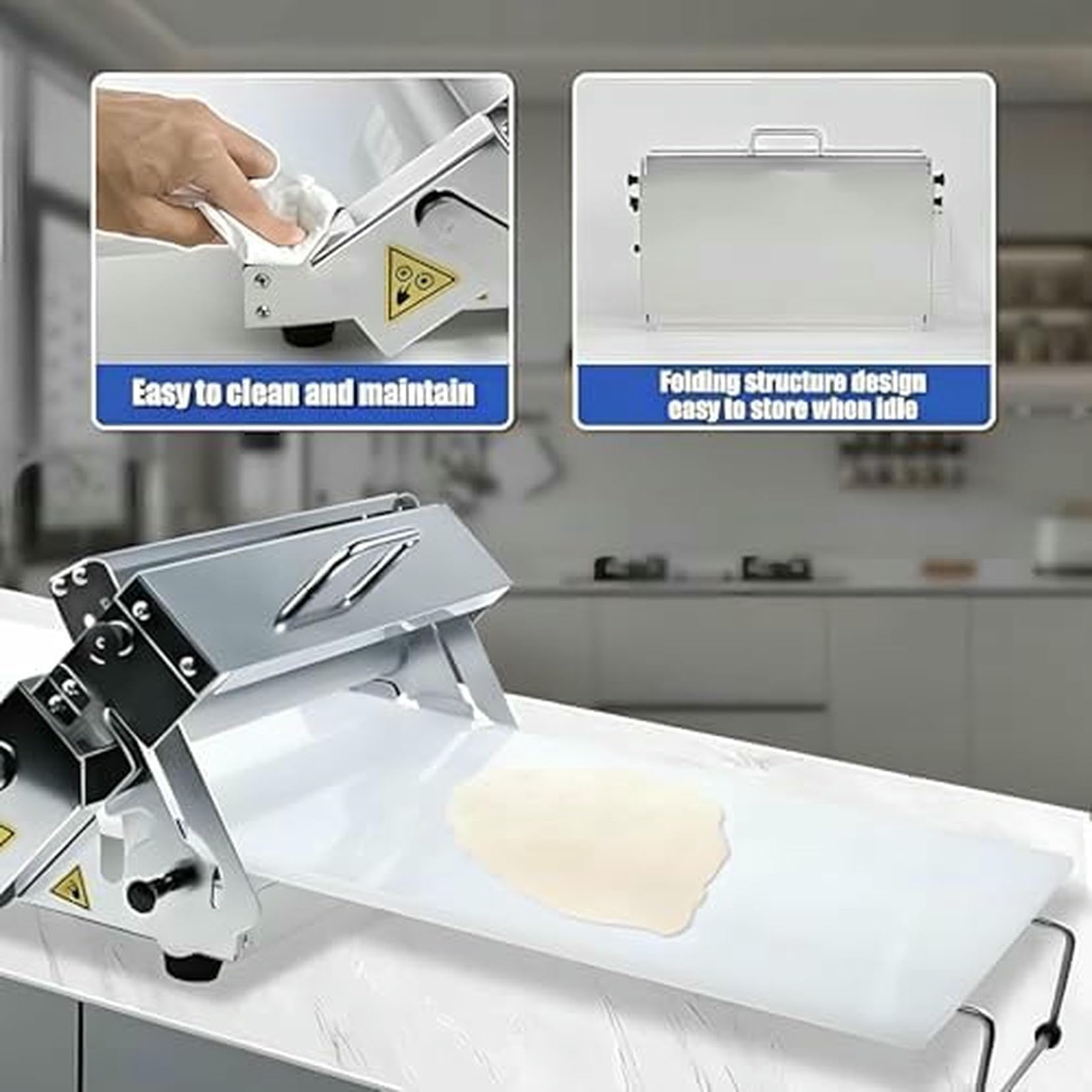 Máquina laminadora de masa, laminadora para repostería y hornear, grosor ajustable, fácil de usar, ideal para chefs domésticos y profesionales