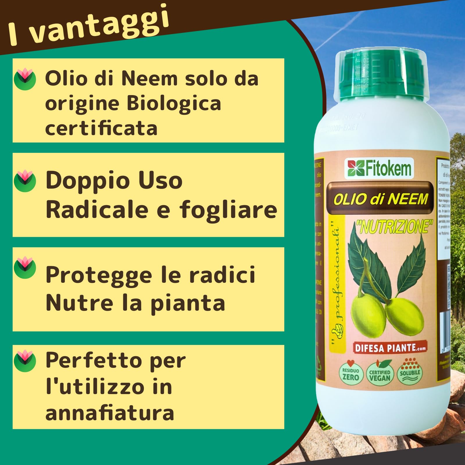 FITOKEM - Olio di Neem solubile 1L + Sapone molle di potassio 1L - KIT