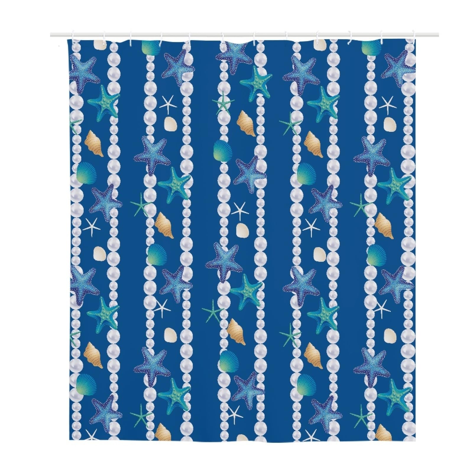 Rideau douche 180x200 élégant et durable en tissu haut de gamme motif étoile de mer