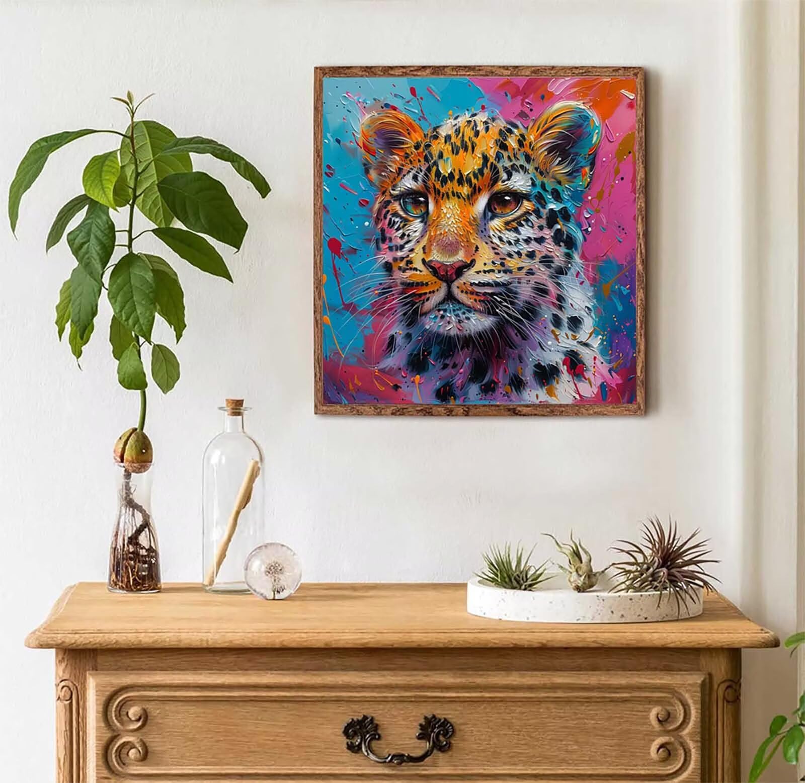 Peinture Numero Adulte LéOpard, Peinture par Numero Adulte Animal, Bricolage Loisirs Créatifs Adultes, Paint by Numbers Kit avec Pinceaux et Acryliques, Decoration Maison, Cadeau Femme 40x40cm 6-1017