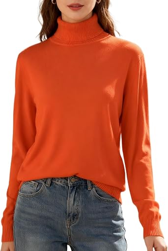 SANGTREE Womens Turtleneck Sweaters Long Sleeve Pullover Tops | Breathable Lightweight Fabric| Fall Winter Fashion Outfits| Perfect for Daily,Office,Vacations,Holiday,Family Gatherings Etc.
