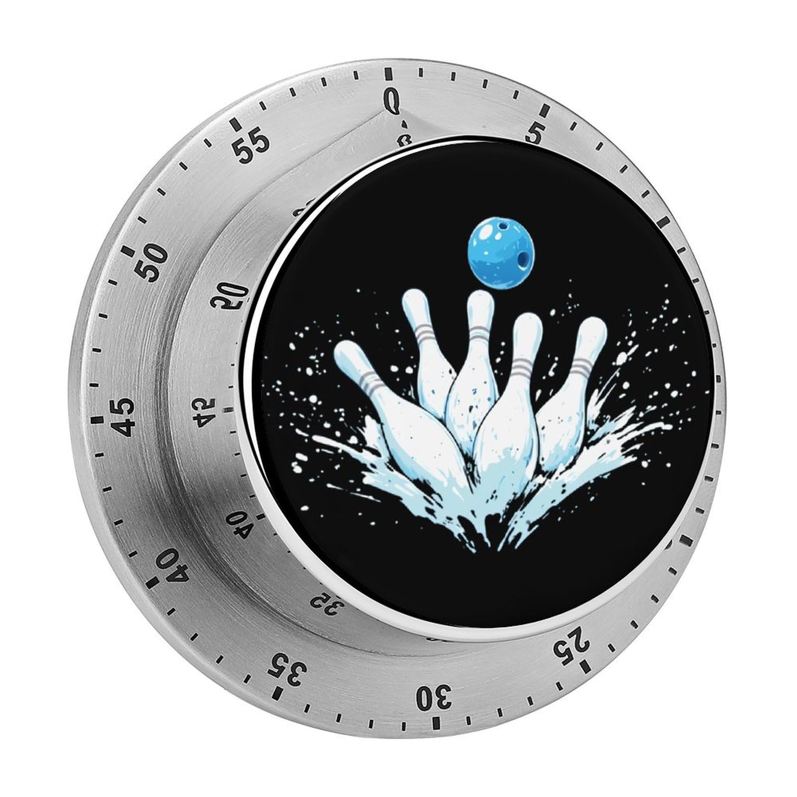 Bowling Pins Ocean Waves Mechanical Timer with Alarm for Kitchen Cooking Productivity Stainless Steel Timers