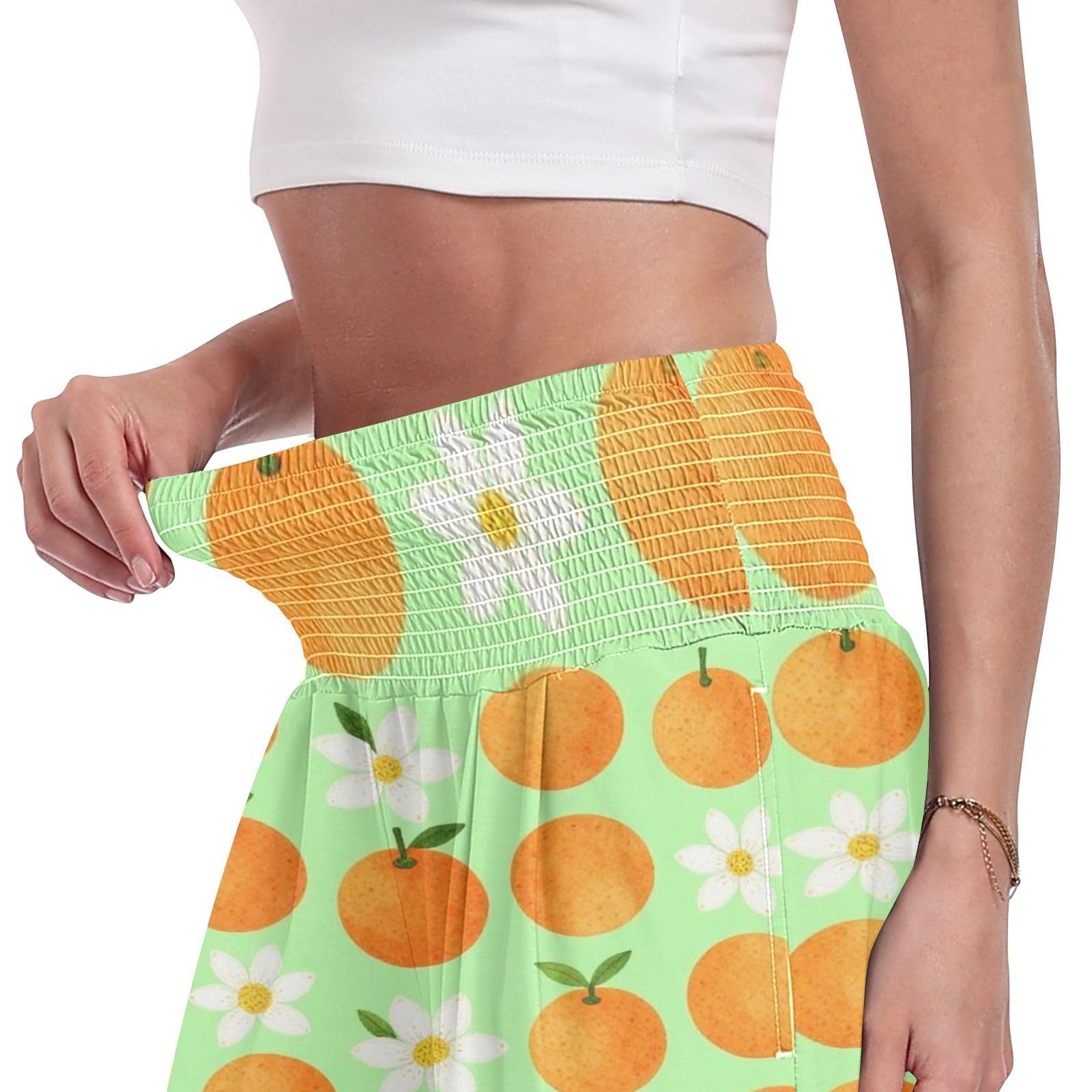 FRODOTGV Pantalones naranjas de pierna ancha para mujer, ligeros, elásticos, informales, ropa de descanso